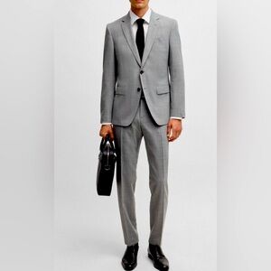 Hugo Boss Slim Fit Super 120 Gray Suit